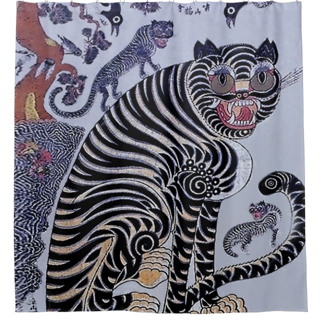 Korean Tiger Minhwa with Three Cubs (Front)