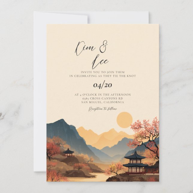 Korean Traditional Landscape Wedding Invitation (Front)