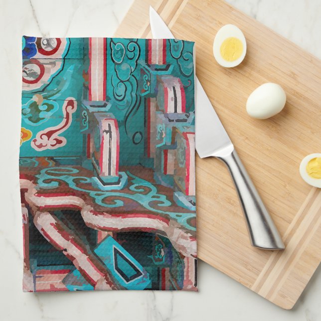 Korean traditional painting kitchen towel (Quarter Fold)