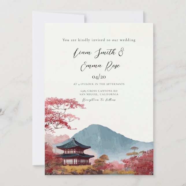 Korean Traditional Skyline Wedding Invitation (Front)