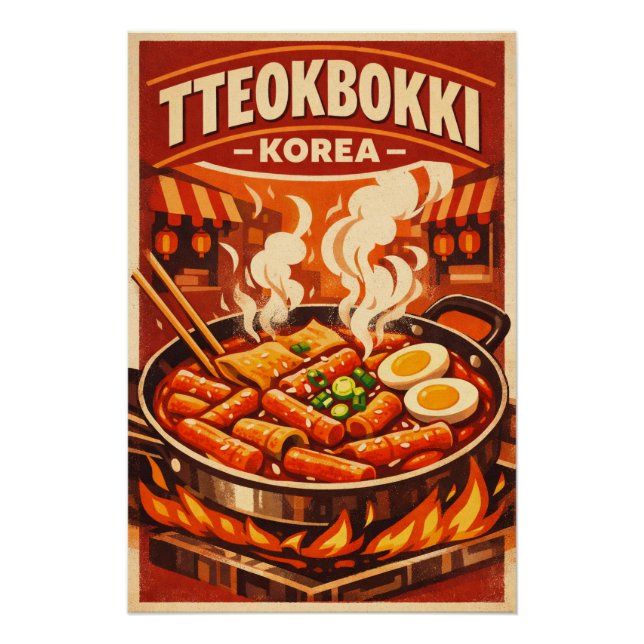 Korean Tteokbokki in a bold retro Poster (Front)