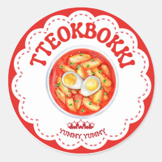 Korean Tteokbokki Sticker | Cute K-Food Round Labe