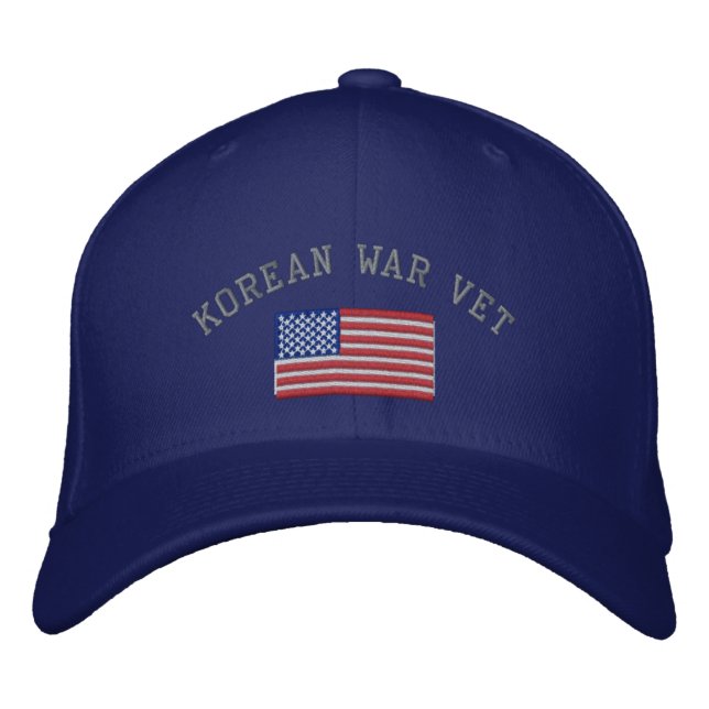 Korean Vet with American Flag Military Embroidered Hat (Front)