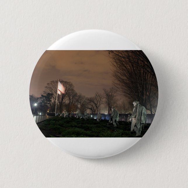 Korean War Memorial Washington Monument night 2 Inch Round Button (Front)