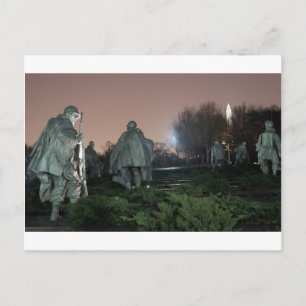 Korean War Memorial Washington Monument night Postcard