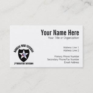 Korean War Veteran - 2nd ID Business Card