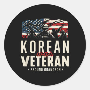 Korean War Veteran Proud Grandson Pride Service Ea Classic Round Sticker