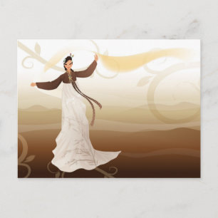 korean woman in a hanbok postcard