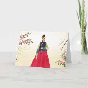 Korean woman wearing a hanbok card