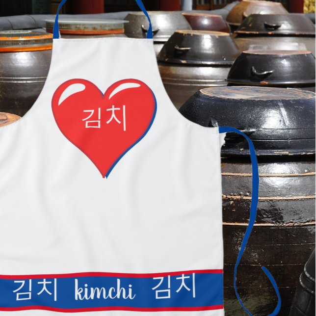  Korean word -Kimchi in red heart Apron (Creator Uploaded)