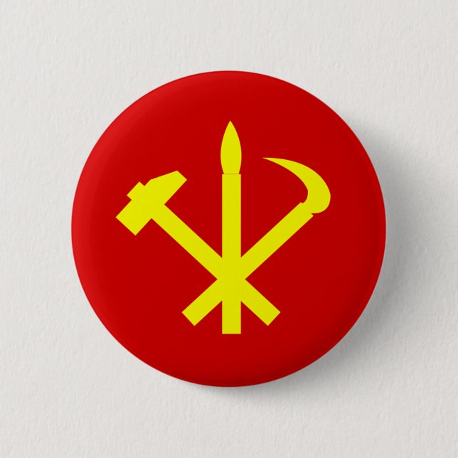 Korean Workers' Party - Korea Juche Kim Communist 2 Inch Round Button (Front)