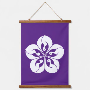 Korin-style cranes in shape of balloon flower hanging tapestry