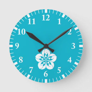 Korin-style cranes in shape of balloon flower round clock