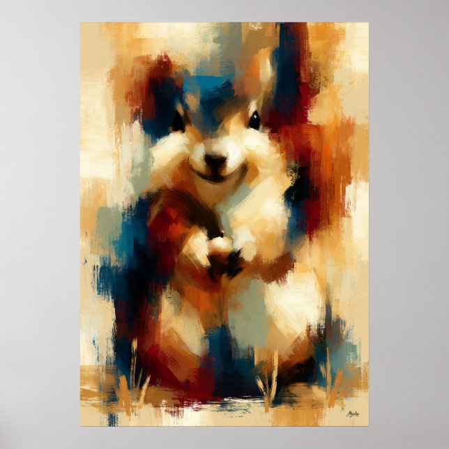 Korisu Tiny Treasure Cute Baby Squirrel Kawaii Art Poster (Front)