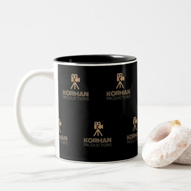 Korman Productions YouTube Channel Logo Tiled Two-Tone Coffee Mug (With Donut)
