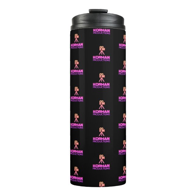 Korman Productions YouTube Channel Pink Logo Tiled Thermal Tumbler (Front)