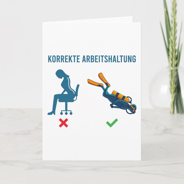 Korrekte Arbeitshaltung Scuba Diver Apparel Funny Card (Front)