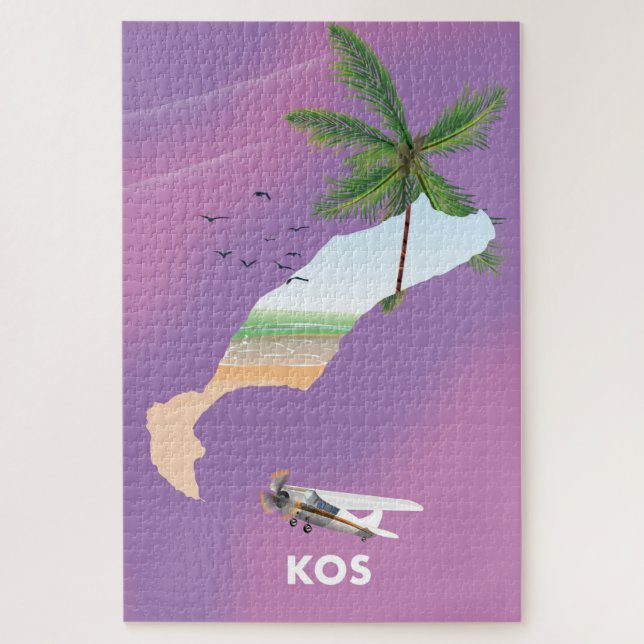 Kos Greece illustrated map. Jigsaw Puzzle (Vertical)