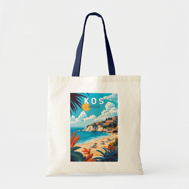 Kos Greece Travel Art Vintage Tote Bag (Front)