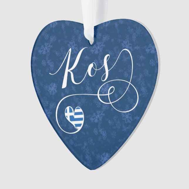Kos Heart In Flag, Greece, I Love Kos Ornament (Front)