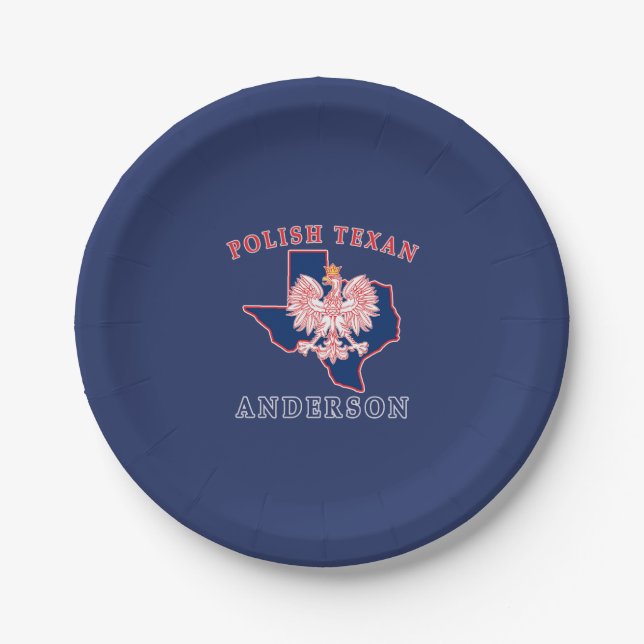 Kosciusko Polish Texan Paper Plate (Front)