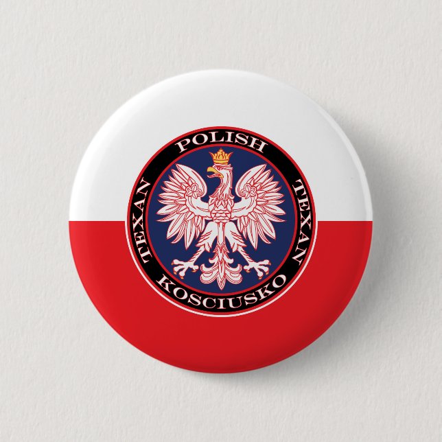Kosciusko Round Polish Texan 2 Inch Round Button (Front)