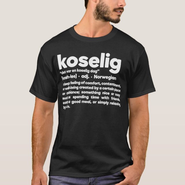 KOSELIG Untranslatable Norwegian Words T-Shirt (Front)