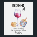 Kosher AF  Hanukkah Funny Gift Wine Wine Label<br><div class="desc">This design was created though digital art. It may be personalized in the area provided or customizing by choosing the click to customize further option and changing the name, initials or words. You may also change the text colour and style or delete the text for an image only design. Contact...</div>