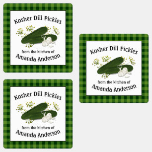 Kosher Dill Pickles Plaid Square Food Label