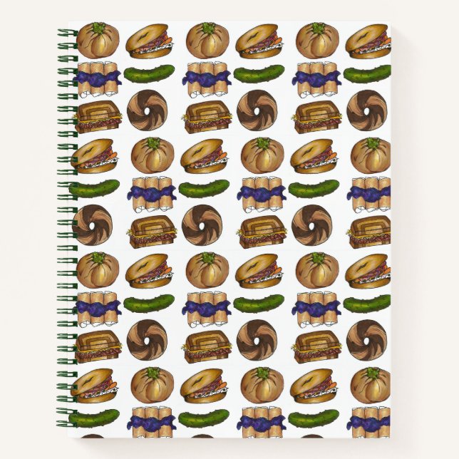 Kosher Pickle Blintz Knish Bagel Jewish Deli Foods Notebook (Front)