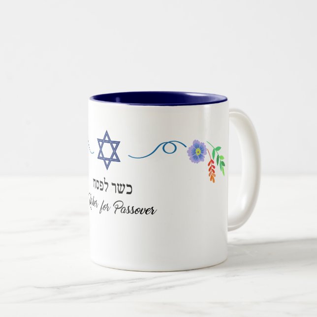 Kosher pour Mug de café à deux tons passover (Devant droit)