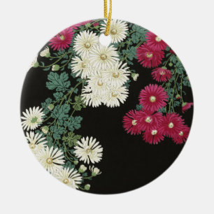 Koson Chrysanthemum Garden Japanese Flower Art Ceramic Ornament