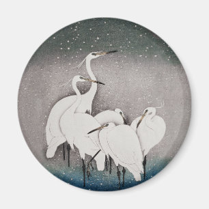 Koson Egrets in the Snow: Vintage Japanese Magnet