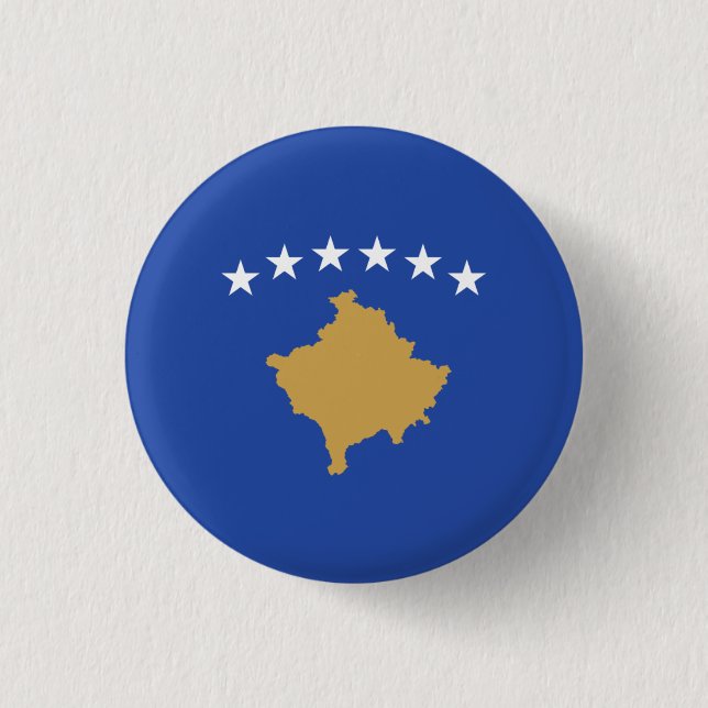 Kosovar Flag, Flag of Kosovo 1 Inch Round Button (Front)