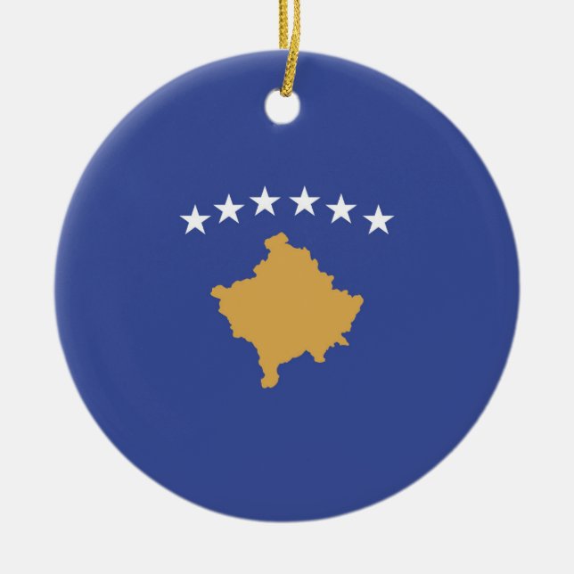 Kosovo flag ceramic ornament (Front)