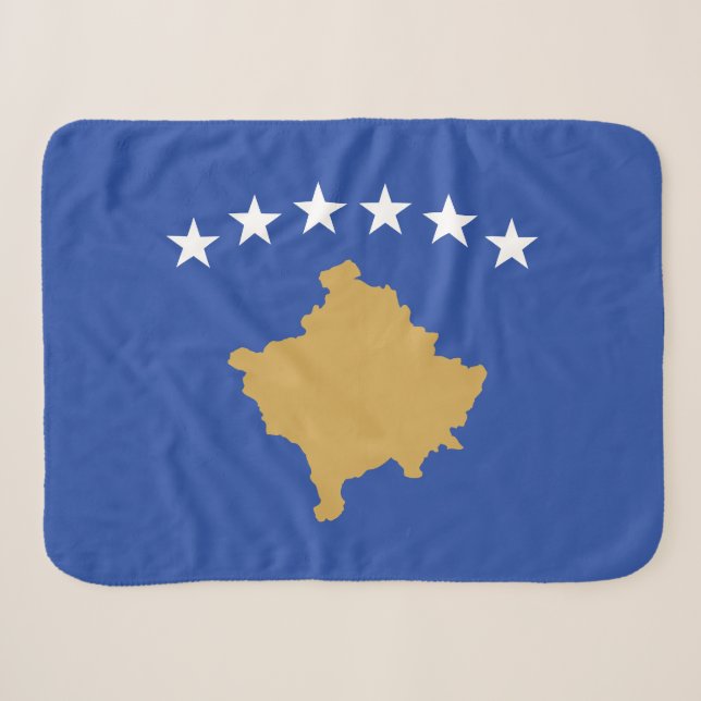 Kosovo Flag Sherpa Blanket (Front (Horizontal))