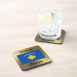 Kosovo Flag+Text Coaster