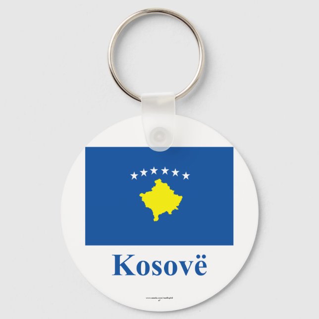 Kosovo Flag with Name in Albanian Keychain (Front)