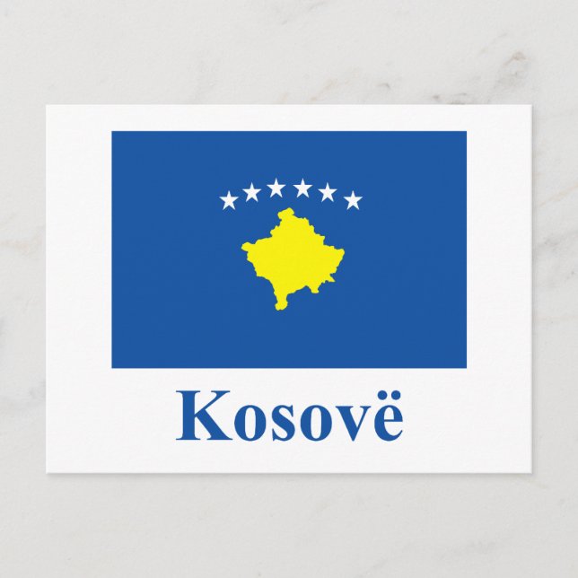 Kosovo Flag with Name in Albanian Postcard (Front)