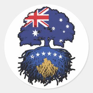 Kosovo Kosovar Australian Australia Tree Roots Classic Round Sticker
