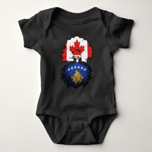Kosovo Kosovar Canadian Canada Tree Roots Flag Baby Bodysuit