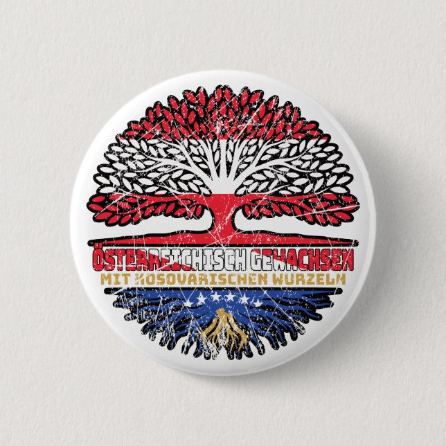 Kosovo Kosovarisch Österreichisch Österreich Baum 2 Inch Round Button (Front)