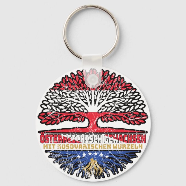 Kosovo Kosovarisch Österreichisch Österreich Baum Keychain (Front)