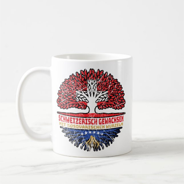 Kosovo Kosovarisch Schweizer Schweiz Baum Wurzel Coffee Mug (Left)