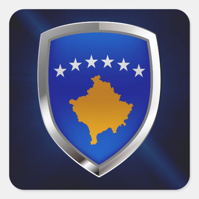Kosovo Metallic Emblem Square Sticker (Front)
