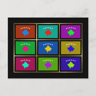 Kosovo Multihue Flags Postcard