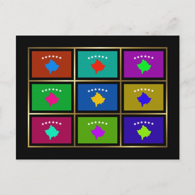 Kosovo Multihue Flags Postcard (Front)
