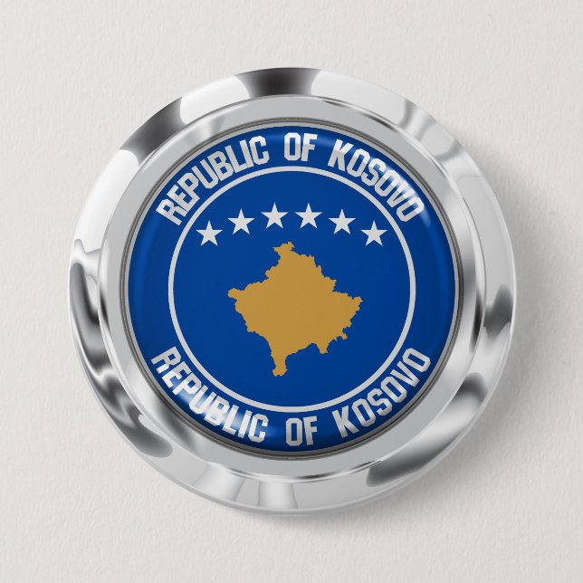 Kosovo Round Emblem 3 Inch Round Button (Front)