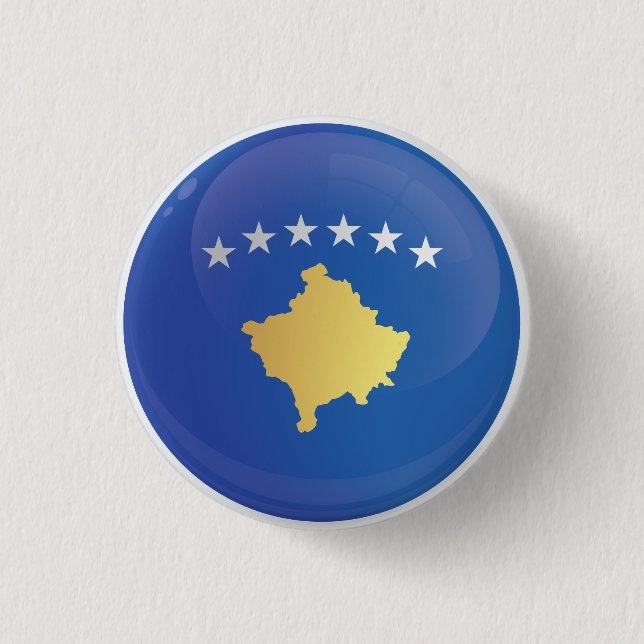 Kosovo  Round Icon Flag  1 Inch Round Button (Front)