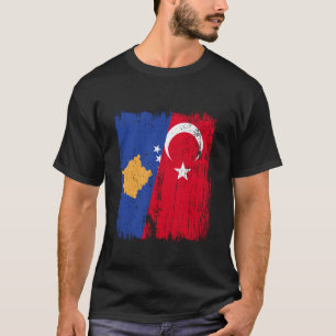 Kosovo Turkey Half Flag Turkiye Kosovar Turkish He T-Shirt